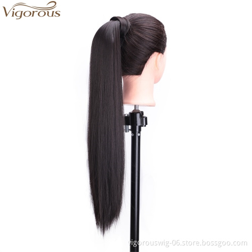 Vigorous Ponytail Extension Long Straight Wrap Around Clip in Hair Extension 22 inch Synthetic Hairpiece for Women